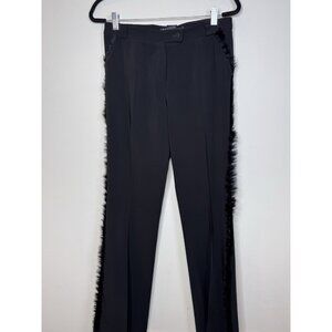 YMAYABA Black Fur Tuxedo Straight Pants Women Paris Size 40 FR